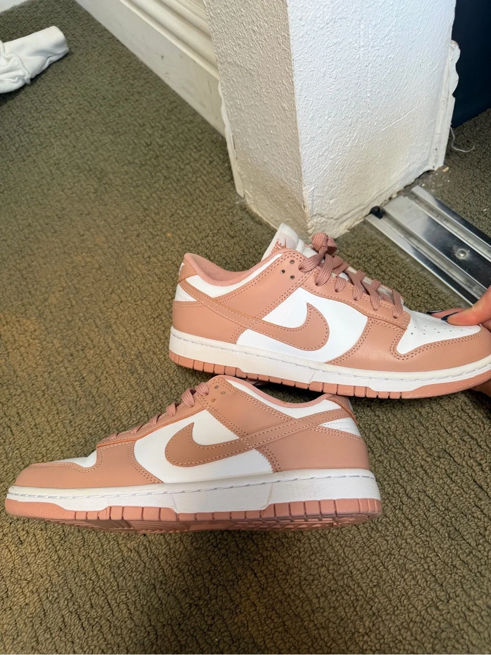 Nike Dunk Low Pink and White Leather Sneakers - Picture 3 of 3